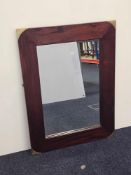A Campaign Style Furntiure Mahogany Rectangular Accent Mirror With Brass Accents 60 X 80cm