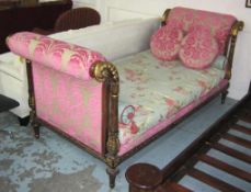 Louis XVI Style Daybed The Mahogany Carved Frame With Gilt Acanthus Leaf And Beading Decoration