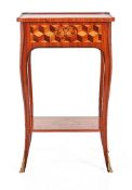 Louis XVI side table Rosewood and violet veneer marquetry on cherry. This brand new Louis XVI