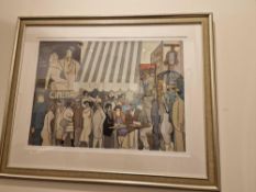 DAVID SCHNEUER (Israeli 1905 - 1988) Limited Edition Coloured Serigraph Silk Screen Print Cafe