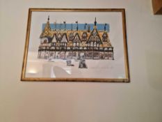 Paul Hogarth OBE RA Framed Limited Edition 181/200 Lithograph Hospice De Beaune Hospice De Beaune Is