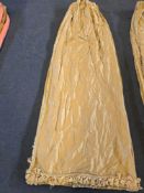 A Pair Lined Pencil Pleat Top Of Silk Drapes Champagne Or Pale Gold Color The Trim Consists Of A