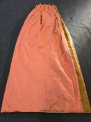 A Pair Lined Pencil Pleat Top Of Silk Drapes Dusky Pink Or Blush Colour. A Contrasting Vertical