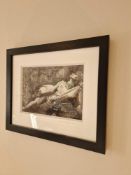 Lynne Savege Peacy 2 x Framed Artwork Signed Limited Edition 17/50 Charcoal And Pencil Of Couple