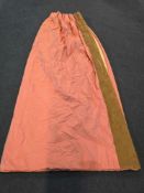 A Pair Lined Pencil Pleat Top Of Drape Is A Dusky Pink Or Blush Colour. A Contrasting Vertical