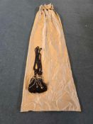 A Pair Lined Pencil Pleat Top Of Silk Champagne Gold Curtains With Contrast Accent Tassels And