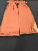 3 X Silk Pink/Tassels Panel Drapes With Pink Valance Each Panel 90 Cm Wide X 270cm Drop Ref Curt 40