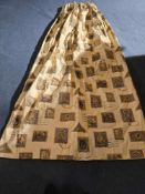 A Pair Lined Pencil Pleat Top Of Drapes Cream With Vintage Postage Stamp Various Rectangular And