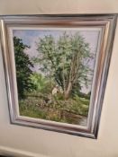 Brian Bennett Oil On Canvas Dinton Mill Signed In Silver Painted Profile Frame 66 x75cm