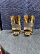 A Pair Mid Century Scandinavian Silver Metal Candle Wall Sconce 35cm High