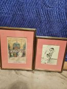 A Set Of 2 Prints Monochromatic Drawing, Likely A Study Or Sketch, Of A Woman Resting With Her