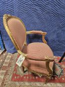A Pair Of Louis XVI-Style Medallion Fauteuils Gilt Moulded Wood And Carved With A Carved Medallion