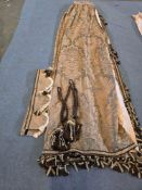 A Pair Lined Pencil Pleat Top Of Silk Drapes These Panels Feature A Large-Scale Floral Motif In A
