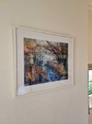 Maureen Davies Framed Art Titled Winter Light Along The Itchen Mixed Media Signed And Dated 2017