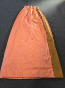 A Pair Lined Pencil Pleat Top Of Silk Drapes Dusky Pink Or Blush Colour. A Contrasting Vertical