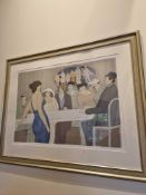DAVID SCHNEUER (Israeli , 1905 - 1988) Limited Edition Coloured Serigraph Silk Screen Print Bistro