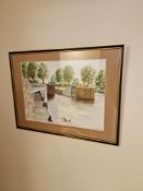 John Price 1994 Watercolour Titled Molesey Lock In A Black Gold Profile Frame 49 x 37cm ( Asset No: