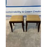 A Pair of Wood Stools with Textured Upholstery 38 x 30 x 44cm