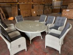 Bramblecrest Set B861 Cherington 220 x 145cm Elliptical Table with 8x Hi-Back Recliner Chairs -