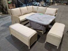 Bramblecrest Set B066 Chedworth Square Modular Sofa with Square Adj. Table & 2 Benches - Sandstone