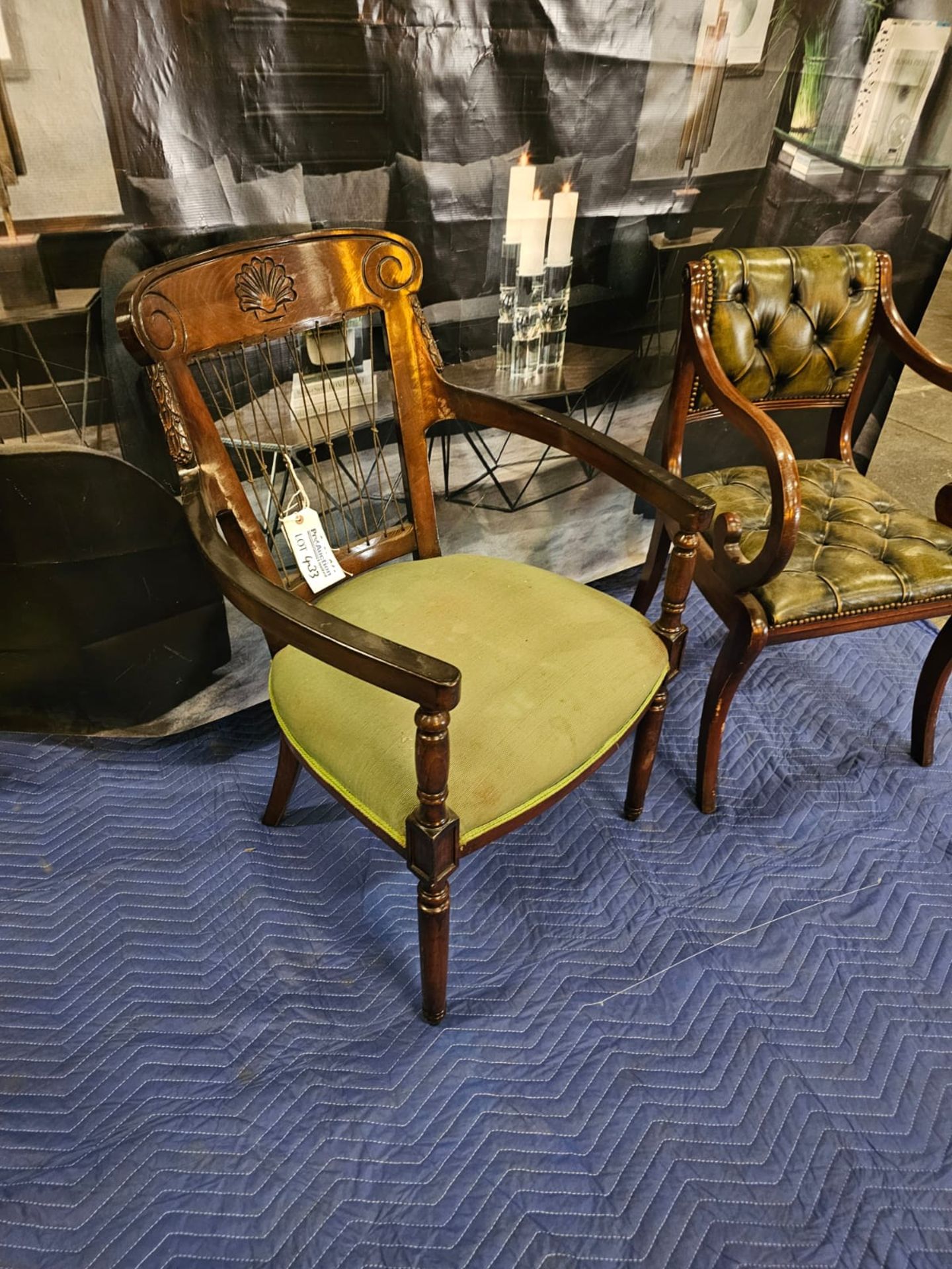 A collection of 2 x chairs comprising of A Mahogany Barrel Back Armchair The Back Frame With - Image 7 of 7