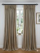 A Pair Lined Pencil Pleat Top Of Patterned Drapes Gold Tan Muted Base Gives The Drapes A Soft,