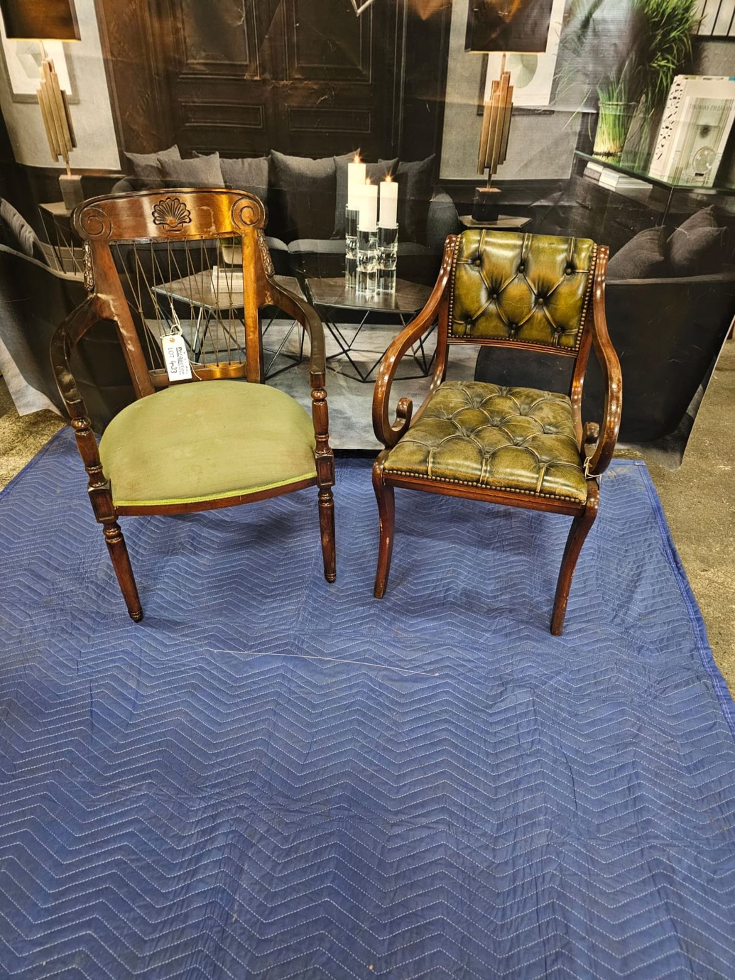 A collection of 2 x chairs comprising of A Mahogany Barrel Back Armchair The Back Frame With - Image 2 of 7