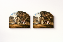 John Edmund Buckley – 17th Century Lovers in a Garden (Pair) Two matching watercolours by John