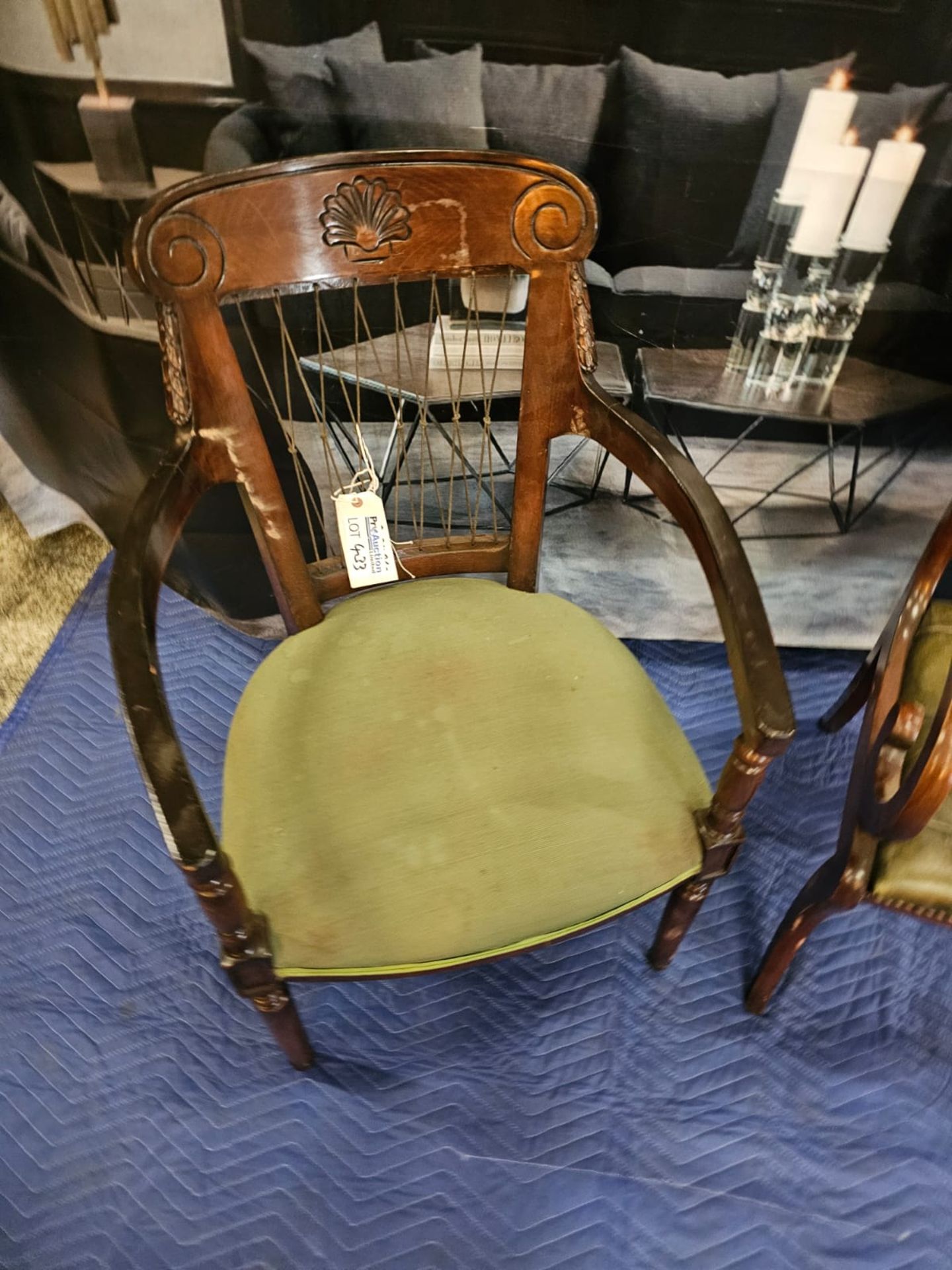 A collection of 2 x chairs comprising of A Mahogany Barrel Back Armchair The Back Frame With - Image 4 of 7