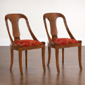 Pair of Empire Style Heurtault Chairs: A pair of Empire style Heurtault chairs blending strict