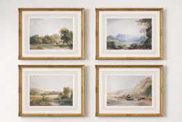A set of 4 x framed landscapes are reproductions after original works by the esteemed British