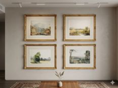 A set of 4 x framed landscapes are reproductions after original works by the esteemed British