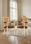 Pair of Directoire Style Cabriolet Charret Armchairs: A pair of Directoire Cabriolet Charret