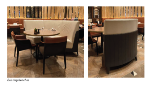 2 x Bespoke “C Curved” Banquette Booths — E B S Design A pair of custom “C curved” banquette