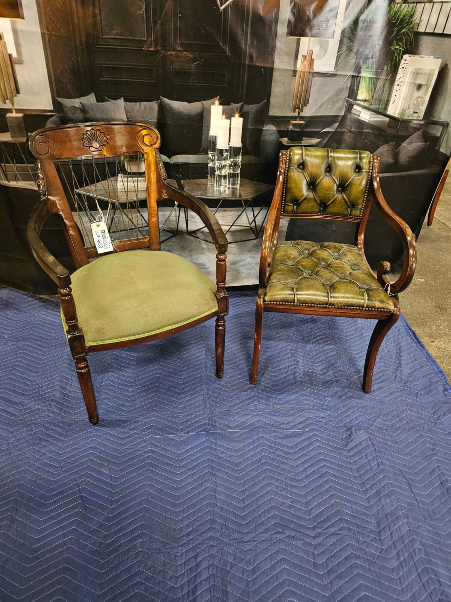 A collection of 2 x chairs comprising of A Mahogany Barrel Back Armchair The Back Frame With