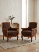 Pair of Restauration Style Pichon Fauteuils: A pair of Restauration style Pichon fauteuils in