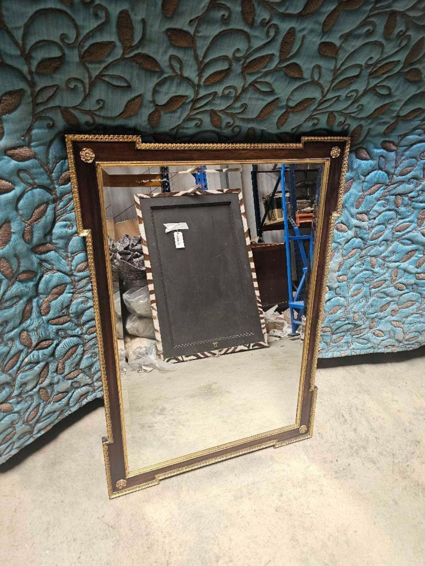 A rectangular walnut-framed accent mirror of Neoclassical influence, featuring a deep wood-grain - Image 2 of 4