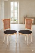 Pair of Directoire Style Charret Dining Chairs: A pair of Directoire style Charret dining chairs