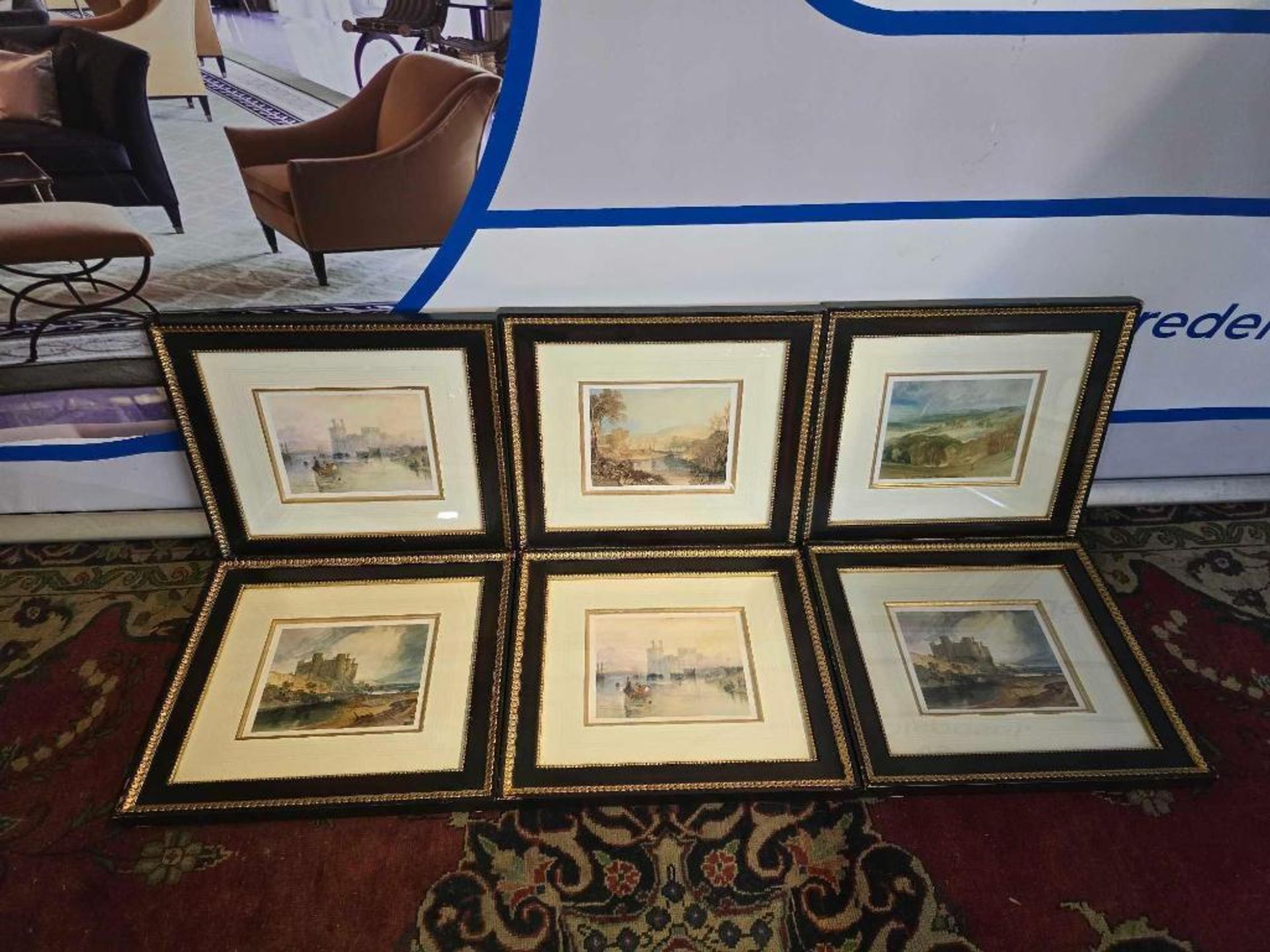 Set of Six Framed Landscape Prints — After J. M. W. Turner This set of six framed and glazed - Image 2 of 8