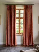 A Pair Lined Pencil Pleat Top Of Patterned Drapes Warm Terracotta Or Burnt Orange Hue With A And A