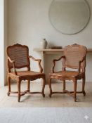 Pair of Louis XIV Amand Armchairs (Copper Leaf Finish): A pair of Louis XIV Style Amand armchairs
