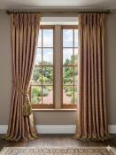 A Pair Lined Pencil Pleat Top Of Silk Drapes Features A Saturated Gold Colour With A Distinct