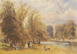 John Edmund Buckley (British, 1824–1876) – Landscape with Figures (1857) A signed watercolour by