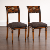 Pair of Directoire Style Chaise en Cabriolet Chairs: A pair of Directoire style chaise en