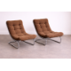 A Pair of 1970s-Style Chrome and Bouclé Sling Chairs, in the manner of Peter Hoyte. These chairs - Image 4 of 9