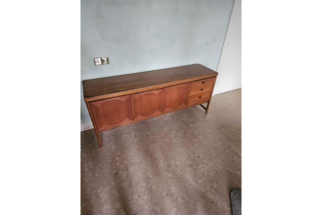 Mid-Century "Circles" Sideboard (Model No. 1024) by Nathan Furniture (England, c. 1965–1969) is a - Image 3 of 5