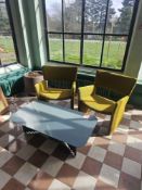 A refined furniture ensemble pairs industrial precision with modern comfort, creating a high-end