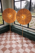 Pair of Ridotti Natural Raffia Floor Lamps A striking pair of 