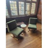 A Pair of Bentwood Lounge Chairs in the Manner of Ludvík Volák, mid-20th-century style. Featuring