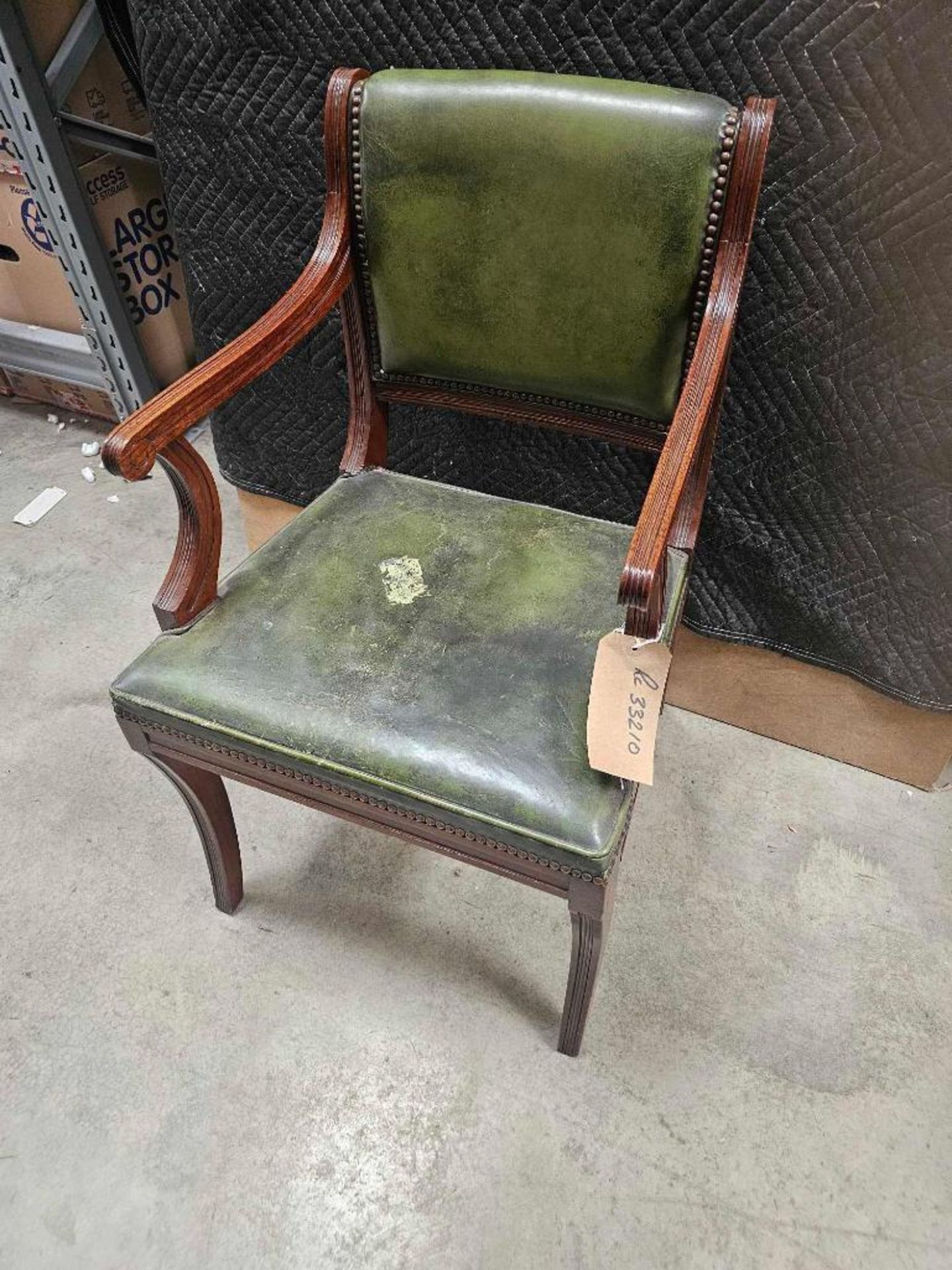 Mahogany Carver Armchair (RC33210) This classic mahogany carver armchair is upholstered in green - Image 2 of 5